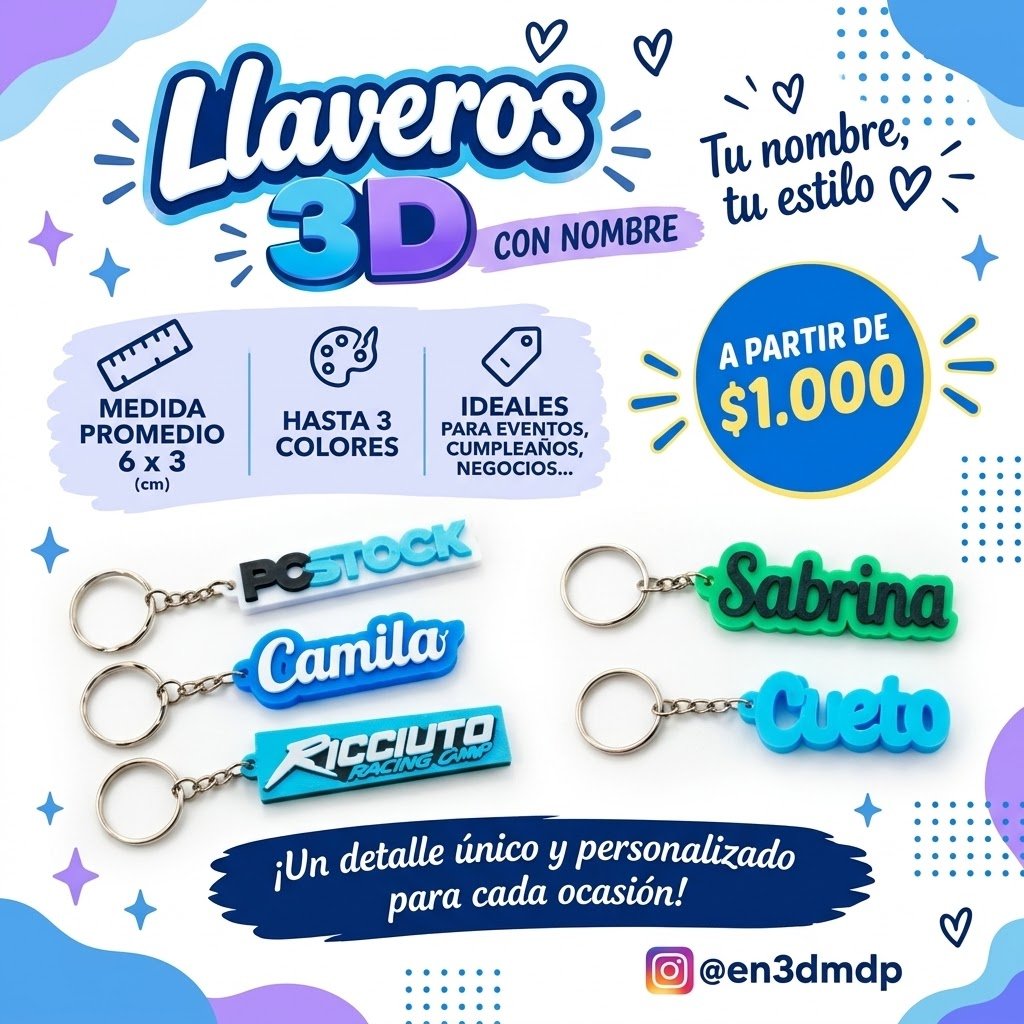 Llaveros hasta 3 colores Personalizados